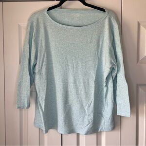 Talbots Light Blue Three-Quarter Length Top